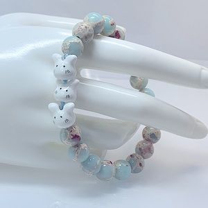 TOTORO + SNAKESKIN JASPER  NATURAL  BRACELET size 7”